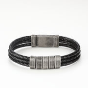 Father's  Day Gift Men Braided Leather Bracelet with Small Custom Beads