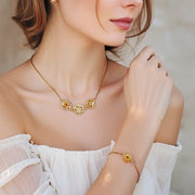 12pcs Brass Birth Flower Connector With Birthstone For DIY Bracelet Necklace