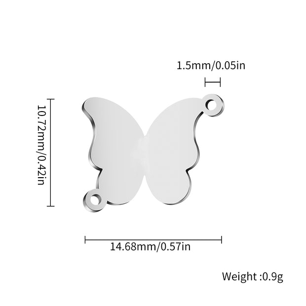 20pcs/Lot Stainless Steel Custom Logo Butterfly Charm Connector