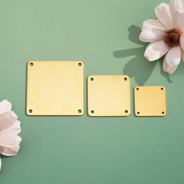 30pcs/Lot Custom Logo Square Tags Personalized Four Holes Clothing Label