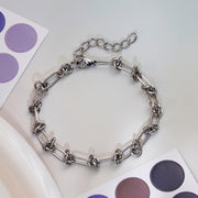 5pcs 8.27+2" Stainless Steel Knot Chain With Lobster Clasp Bracelet