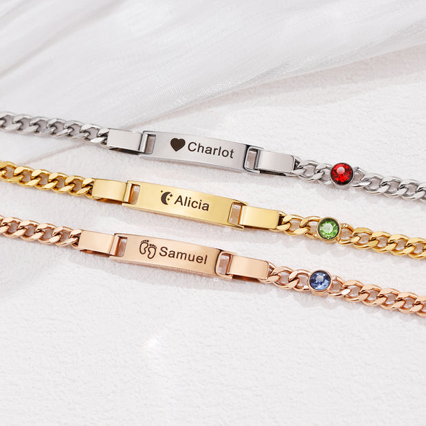 Custom Engraved Bracelet With Birthstone Gift For Kids