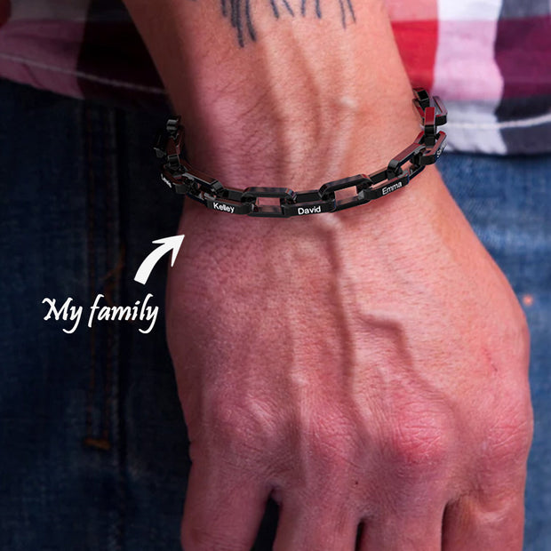 Personalized Names Link Chains Bracelet Boyfriend/Dad Gift