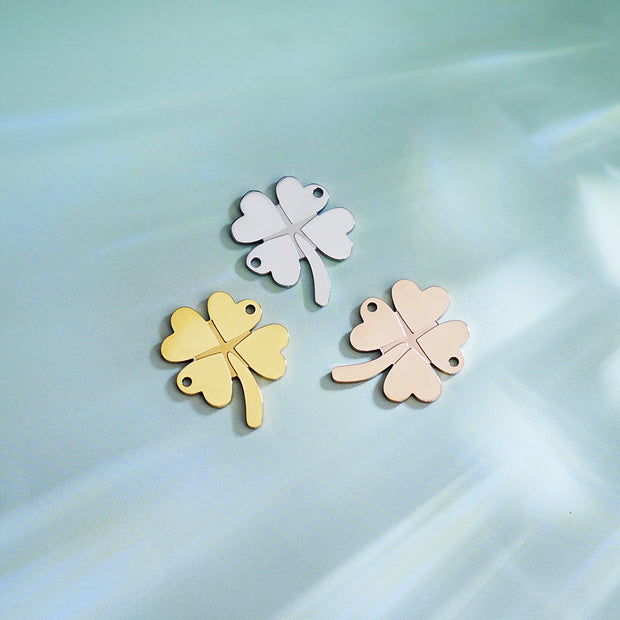 10pcs Stainless Steel Four Leaf Clover Connectors DIY Necklace Charm Blanks