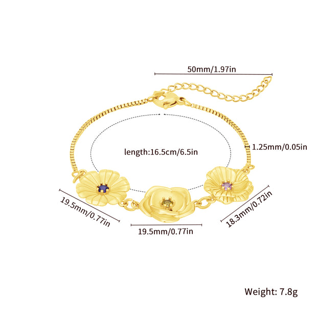 12pcs Brass Birth Flower Connector With Birthstone For DIY Bracelet Necklace