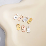 20pcs/Lot 7x14mm Custom Logo Mini Rectangle Charm Name Bracelet Beads