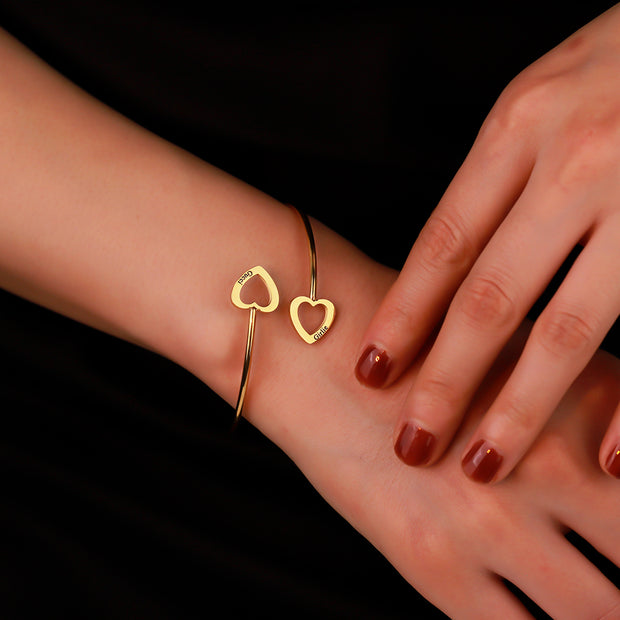Valentine's Day Gift Custom Couple Names Heart Bracelet