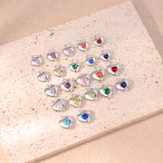 12pcs 9/10mm 12 colours mixed Heart Birthstone crystal charm accessories