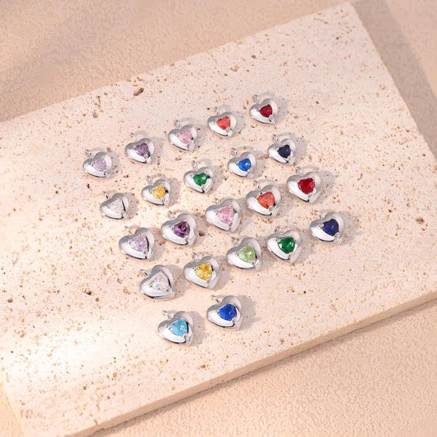 12pcs 9/10mm 12 colours mixed Heart Birthstone crystal charm accessories
