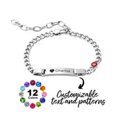 Custom Engraved Bracelet With Birthstone Gift For Kids