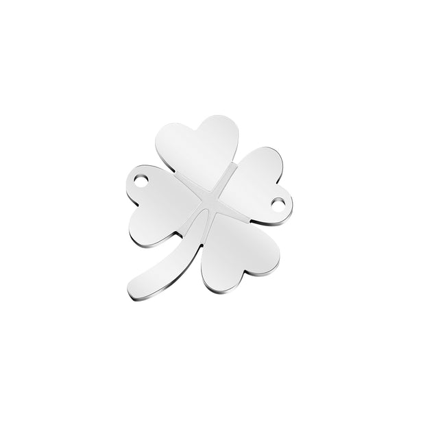 10pcs Stainless Steel Four Leaf Clover Connectors DIY Necklace Charm Blanks