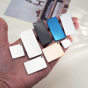 20pcs/Lot Stainless Steel Custom Logo Side Hole Rectangle Tags Charms