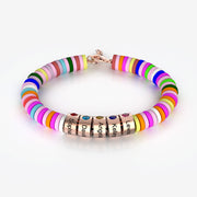 Dopamine Rainbow Custom Name Birthstone Bead Bracelet