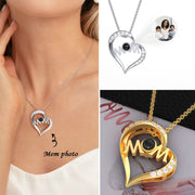 Mother's Day Gift Mom Personalized Heart Photo Projection Necklace