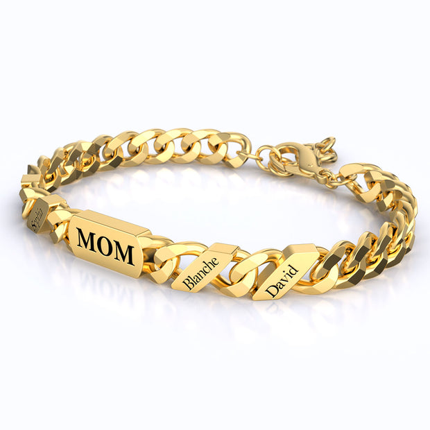 Mother's Day Gifts Custom Names Cuban Link Chain MoM Bracelet