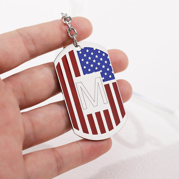 29x51mm Stainless Steel Dog Tag Initial Pendant Etched Flag Military Tag Initial Blanks