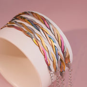 5pcs Women Multicolor Twisted Flat Blade Snake Chain Bracelet