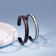 Custom Leather Bangle Bracelet  Best Dad/ Mom Ever Stainless Steel Cuff