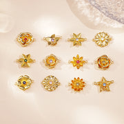 12pcs Brass Birth Flower Connector With Birthstone For DIY Bracelet Necklace