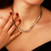 5pcs Women Multicolor Twisted Flat Blade Snake Necklace