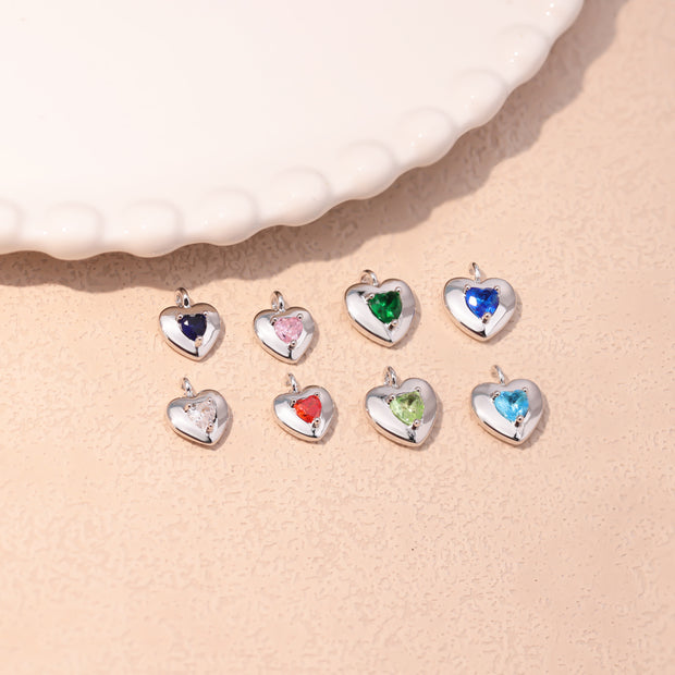 12pcs 9/10mm 12 colours mixed Heart Birthstone crystal charm accessories