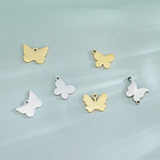 20pcs/Lot Stainless Steel Custom Logo Butterfly Charm Connector