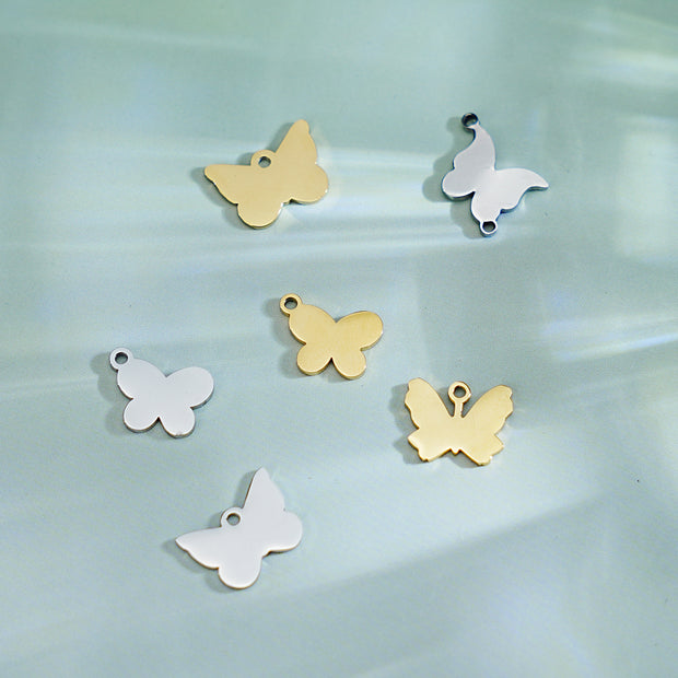 20pcs/Lot Stainless Steel Custom Logo Butterfly Charm Connector