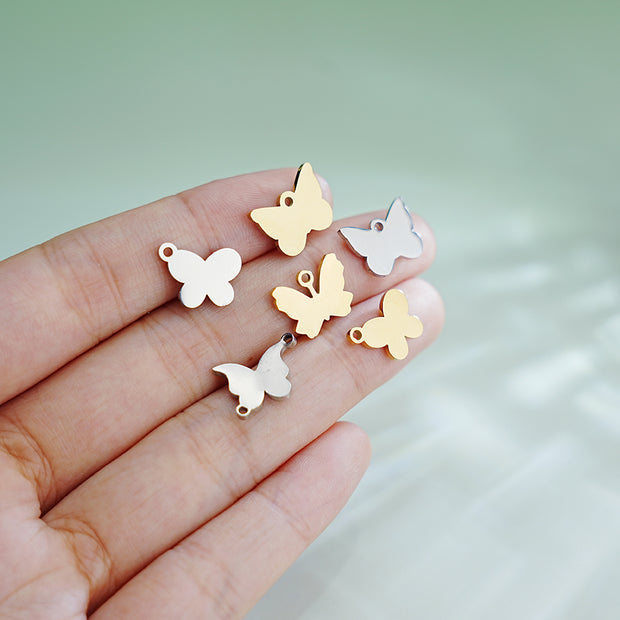 20pcs/Lot Stainless Steel Custom Logo Butterfly Charm Connector