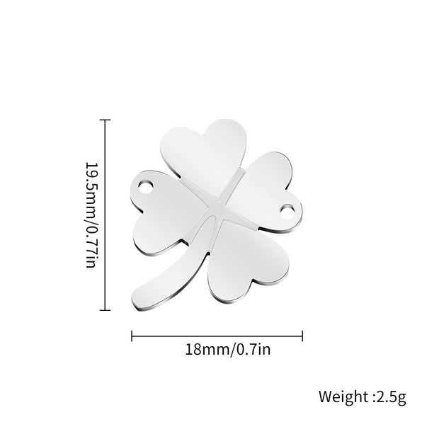 10pcs Stainless Steel Four Leaf Clover Connectors DIY Necklace Charm Blanks