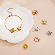 12pcs Brass Birth Flower Connector With Birthstone For DIY Bracelet Necklace