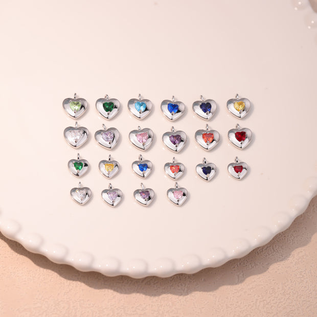 12pcs 9/10mm 12 colours mixed Heart Birthstone crystal charm accessories