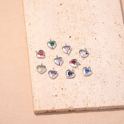 12pcs 9/10mm 12 colours mixed Heart Birthstone crystal charm accessories
