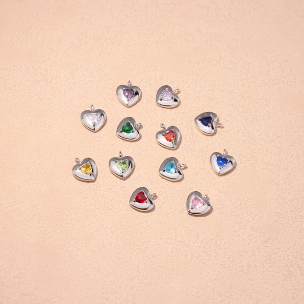 12pcs 9/10mm 12 colours mixed Heart Birthstone crystal charm accessories