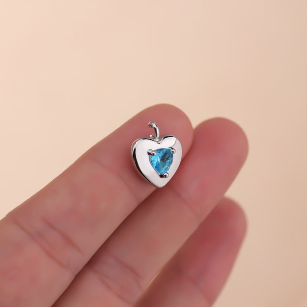 12pcs 9/10mm 12 colours mixed Heart Birthstone crystal charm accessories