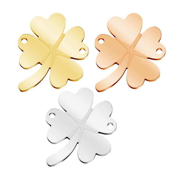 10pcs Stainless Steel Four Leaf Clover Connectors DIY Necklace Charm Blanks