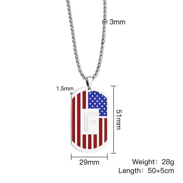 29x51mm Stainless Steel Dog Tag Initial Pendant Etched Flag Military Tag Initial Blanks