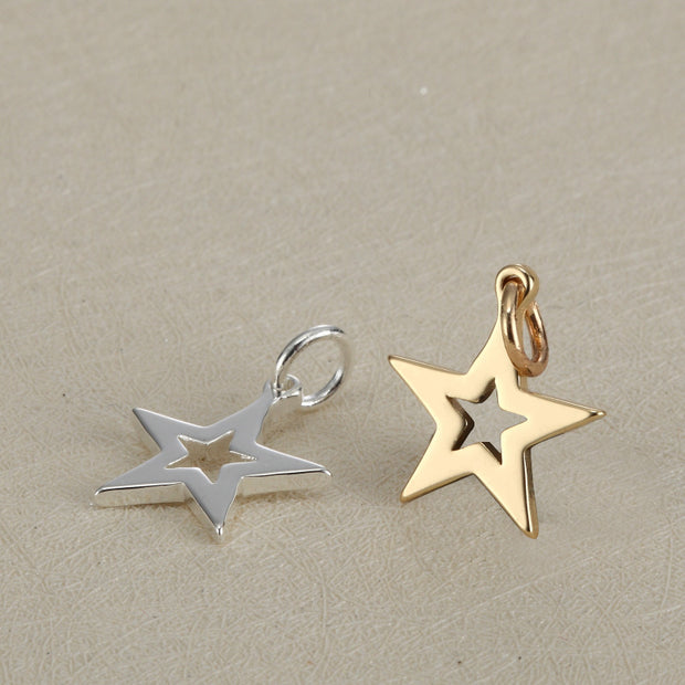 20pcs hollow cut-out star charms, stainless steel star pendant 14*16mm blanks