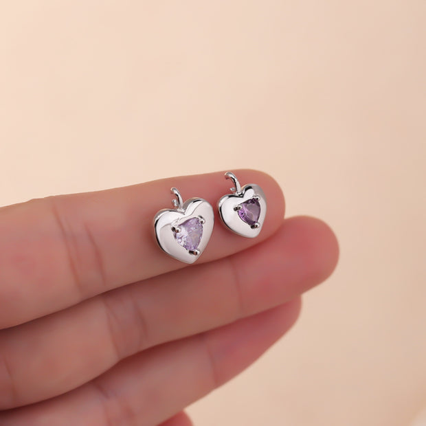 12pcs 9/10mm 12 colours mixed Heart Birthstone crystal charm accessories