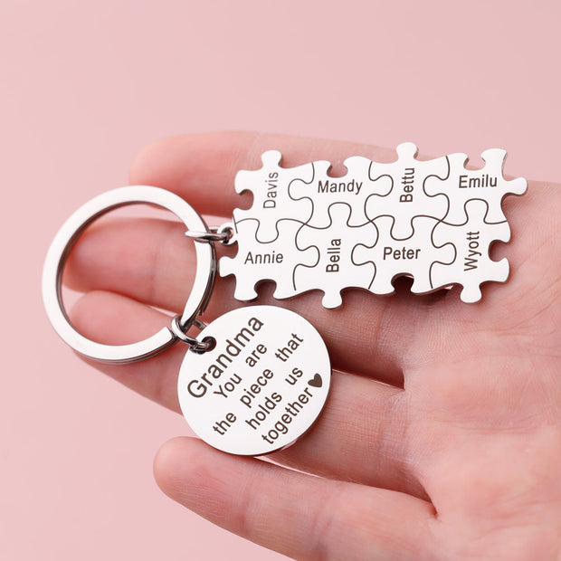 Custom Family Name Jigsaw Puzzle Keychain Gift to dad and mom