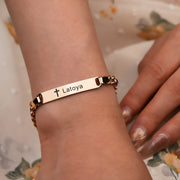 Custom Engraved Cuban Bracelet With Birthstone