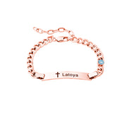 Custom Engraved Cuban Bracelet With Birthstone