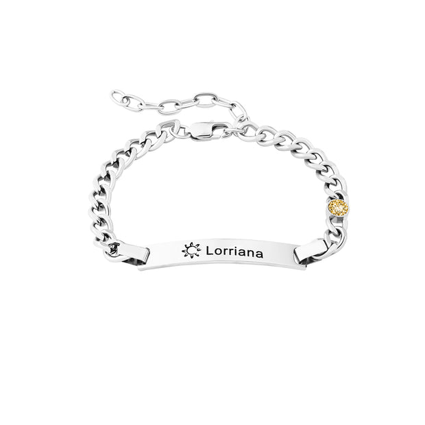 Custom Engraved Cuban Bracelet With Birthstone