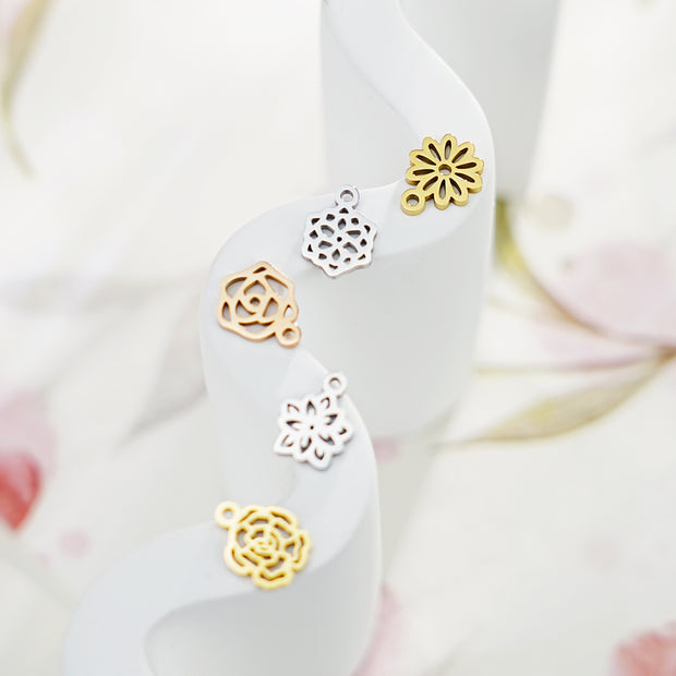 12pcs Stainless Steel Birth Flower Tags Birthflower Charms
