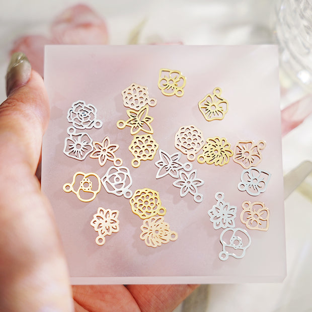 12pcs Stainless Steel Birth Flower Tags Birthflower Charms