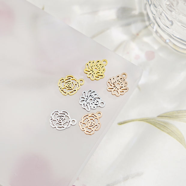 12pcs Stainless Steel Birth Flower Tags Birthflower Charms