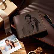 Custom Family Photo Text Double Sides Engraving Wallet Gift For Him
