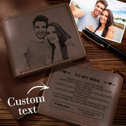 Custom Family Photo Text Double Sides Engraving Wallet Gift For Him