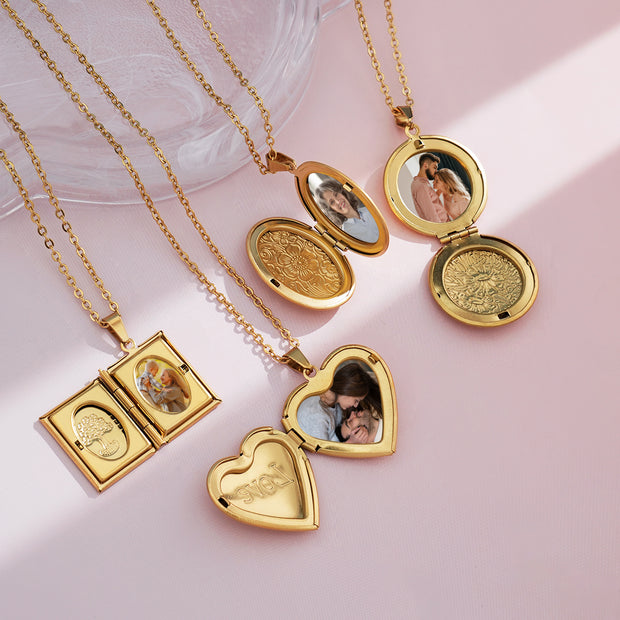 10pcs Brass Heart Round Oval Book Photo Locket Retro Locket Pendant Blanks