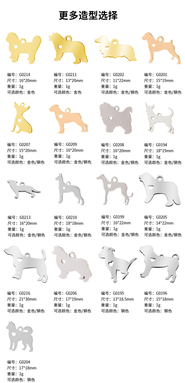 20pcs Stainless Steel Cut Out Pet Tag Hollow Dog Cat Pendant Blanks