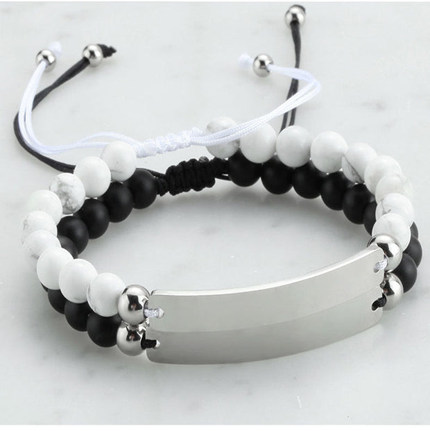 5pcs Custom Logo Agate Beads Adjustable Bracelet Valentine's Day Gift